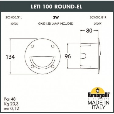 Светильник круглый для стен Leti 100 Round-EL 2C3.000.000.AYG1L