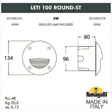 Светильник для подсветки лестниц Leti 100 Round-ST 2C4.000.000.LYG1L