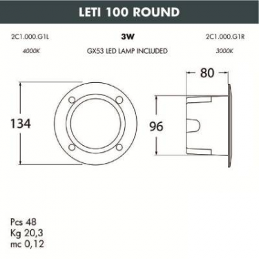 Светильник круглый для стен Leti 100 Round 2C1.000.000.WYG1L
