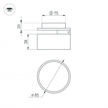 Светильник откидной LGD-POT-BUILT-R85-12W Day4000 (WH, 100 deg, 230V)