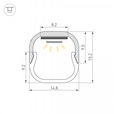 Профиль для лент 2000x14.8x9.5мм LINE-D-1515-2000 SQUARE ANOD