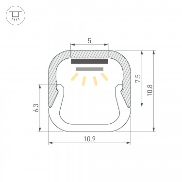 Профиль для лент 2000x11x11мм LINE-D-1111-2000 SQUARE ANOD
