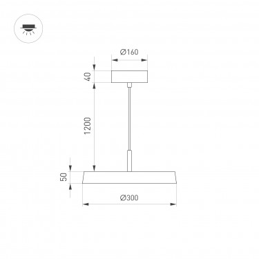 Подвесной светильник SP-ELEGANT-R300-17W Warm3000 (BK, 120 deg, 230V)