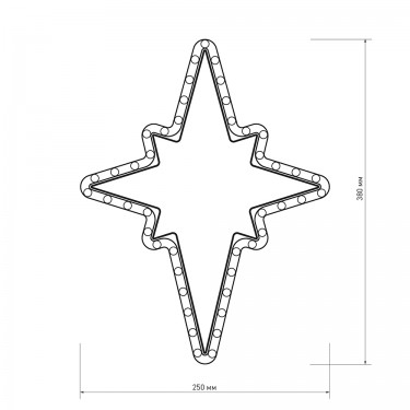 Светодиодная фигура звездочка ARD-STAR-M3-380x250-36LED Warm (230V, 2.5W)
