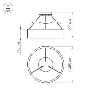 Подвесной светильник SP-TOR-RING-HANG-R460-33W Warm3000 (BK, 120 deg)