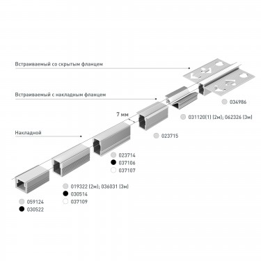Встраиваемый профиль с фланцем SL-BEVEL-3000 ANOD