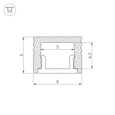 Накладной профиль для лент 2000x8x6мм SL-MINI-8-H6-2000 ANOD