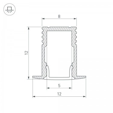 Встраиваемый профиль 2000×12×12мм SL-MINI-8-H12-F12-2000 ANOD