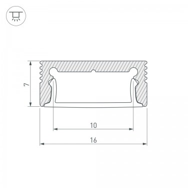 Накладной профиль для лент 16×7×2000мм SL-SLIM-H7-2000 ANOD