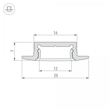 Встраиваемый профиль с фланцем SL-SLIM-H7-F25-2000 ANOD