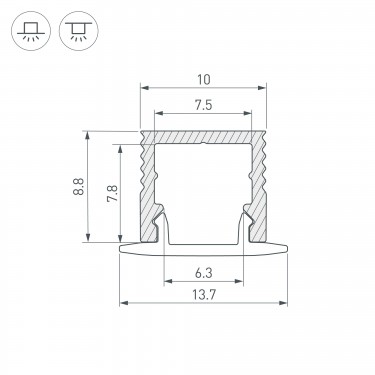 Микро-профиль для лент 2000x10x8.8мм SL-MINI-10-2000 ANOD
