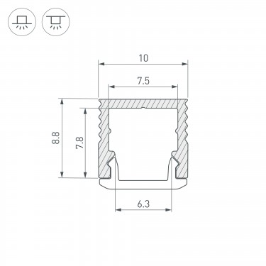 Микро-профиль для лент 2000x10x8.8мм SL-MINI-10-2000 ANOD