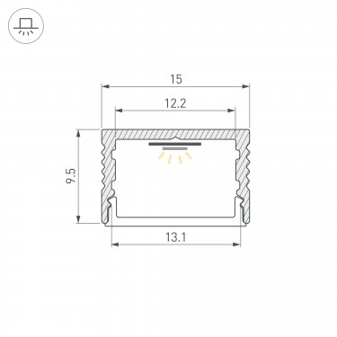 Профиль для лент 2000x15x9.5мм SL-SLIM15-H10-2000 ANOD