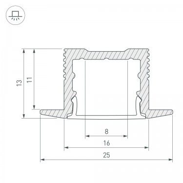 Встраиваемый профиль с фланцем SL-SLIM-H13M-F25-2000 ANOD