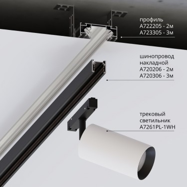 Профиль для монтажа накладного шинопровода 3м Optima A723305