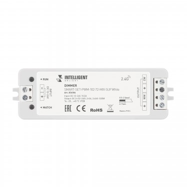 Диммер с пультом для MIX ленты SMART-SET-PWM-102-72-MIX-SUF White (12-24V, 2x5A, ПДУ RING 10кн, 2.4G)