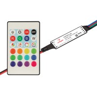 Контроллер с ИК-пультом для RGB SMART-MINI-RGB-SET (12-24V, 3x1.5A, ПДУ 24кн, IR)