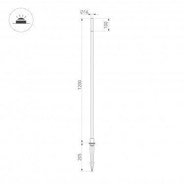 Светильник в форме камыша KT-CANNA-L1200-1W Warm3000 (DG, 110 deg, 24V)