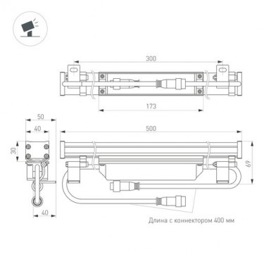 Линейный прожектор AR-LINE-500-12W Day4000 (GR, 15x60 deg, 230V)