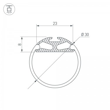 Профиль для круглых светильников 2000x23x8мм ROUND-D30-2000 ANOD