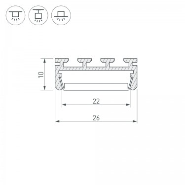 Профиль для лент 2000x26,2x9,5мм PLS-LOCK-2000 ANOD