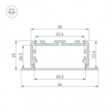 Встраиваемый профиль для лент 2000x66x25мм KLUS-POWER-W50-FS-2000 ANOD
