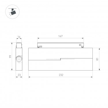 Магнитный светильник MAG-ORIENT-FLAT-FOLD-S230-12W Warm3000 (BK, 80 deg, 48V)