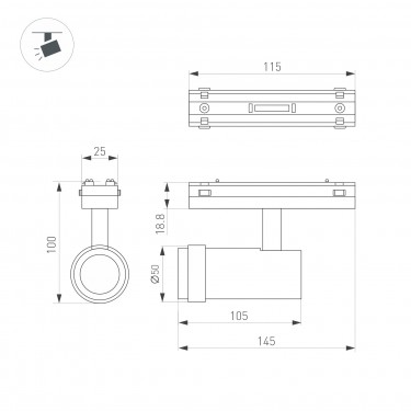Светильник магнитный MAG-VIBE-SPOT-ZOOM-R47-10W Day4000 (BK, 20-55 deg, 48V) Светильник магнитный MAG-VIBE-SPOT-ZOOM-R47-10W Day4000 (BK, 20-55 deg, 48V)