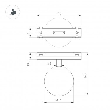 Светильник MAG-VIBE-SFERO-R120-6W Day4000 (BK, 235 deg, 48V)