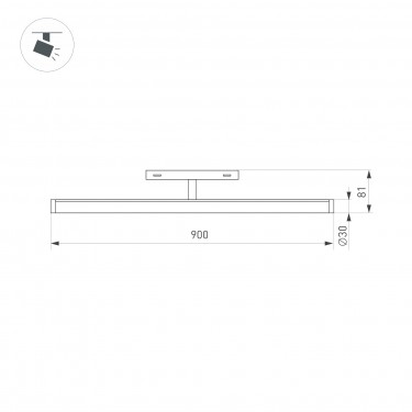Магнитный светильник MAG-ORIENT-TUBE-TURN-L900-30W Warm3000 (WH, 180 deg, 48V)