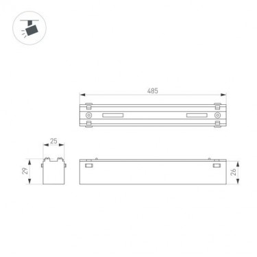Магнитный светильник MAG-VIBE-FLAT-L485-24W Warm3000 (BK, 100 deg, 48V)