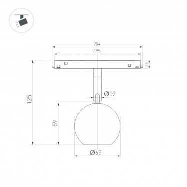 Светильник магнитный MAG-ORIENT-ORB-R60-10W Day4000 (BK, 35 deg, 48V)