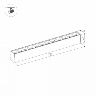 Магнитный светильник MAG-LASER-45-L320-12W Warm3000 (WH, 15 deg, 24V)