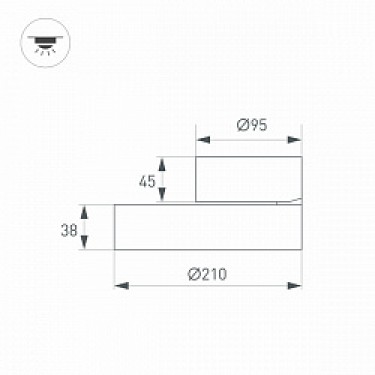 Откидной светильник SP-RONDO-FLAP-R210-20W Warm3000 (BK, 110 deg)