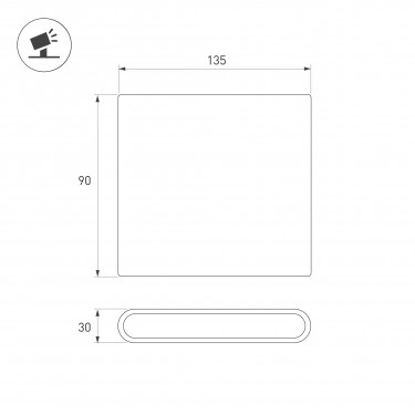 Фасадный светильник SP-FLAT-S135x90-2x3W Day4000-MIX (Черный, 75 deg, 230V)
