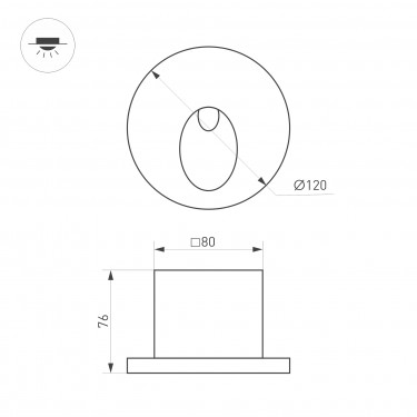 Светильник для ступеней LT-TIE-R120-3W Warm3000 (WH, 45x70 deg, 230V)