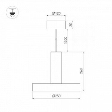 Подвесной светильник SP-ERIC-R250-8W Warm3000 (BK, 120 deg, 230V)