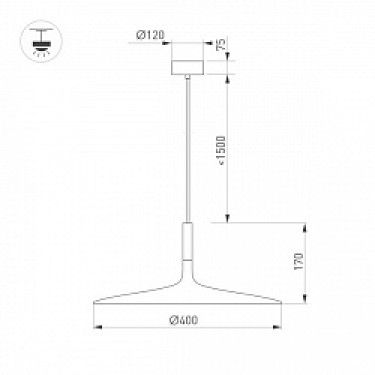Подвесной светильник SP-FIORE-R400-13W Warm3000 (BK, 120 deg, 230V)