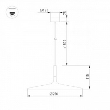Подвесной светильник SP-FIORE-R250-8W Day4000 (BK, 120 deg, 230V)