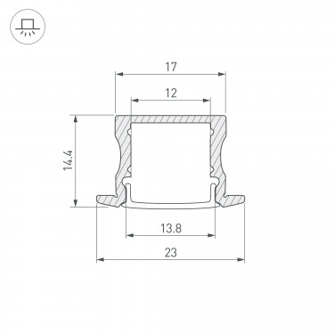 Встраиваемый профиль для лент золотой ARH-LINE-2315-F-2000 ANOD GOLD