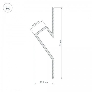 Профиль для эффекта отраженного света ARH-DECORE-S12-CAVE-F-2000 ANOD 