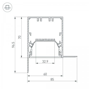 Встраиваемый профиль под шпаклевку SL-LINIA55-FANTOM-EDGE-2000 ANOD