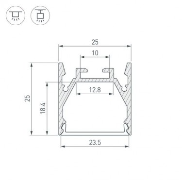 Профиль для лент 2000x25x25мм LINE-2525-2000 ANOD