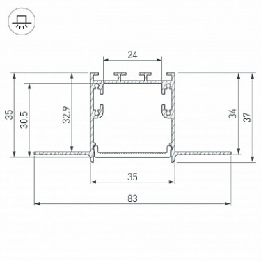 Профиль с экраном SL-LINIA32-FANTOM-2500 ANOD+FROST