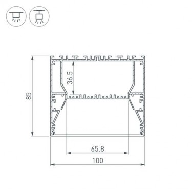Профиль для лент 2000x100x85мм ARH-POWER-W100-2000 ANOD