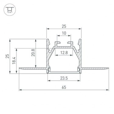 Встраиваемый профиль для ГКЛ под отделку LINIA25-FANTOM-2000 ANOD Встраиваемый профиль для ГКЛ под отделку LINIA25-FANTOM-2000 ANOD