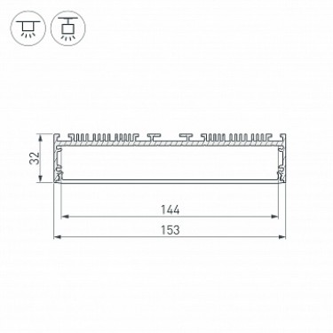 Профиль для лент 2000x153x32мм ARH-POWER-W150-2000 ANOD