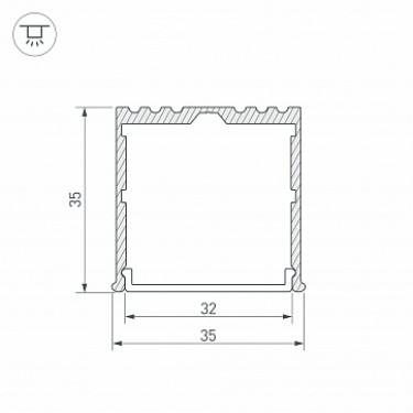Профиль для лент 2000x35x35мм ARH-POWER-W35-2000 ANOD