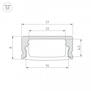 Профиль для лент черный 2000x17x14.5мм LINE-1708-2000 ANOD BLACK