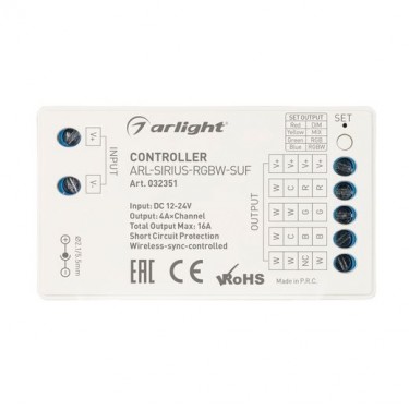 Контроллер ARL-SIRIUS-RGBW-SUF (12-24V, 4x4A, 2.4G)